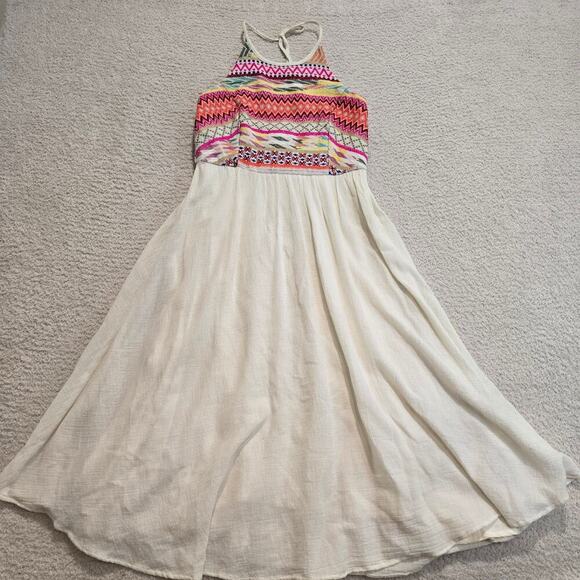 Willow & Clay Aztec Embroidered Flowy Sundress Halter Neck Sz XS Boho Chic - Picture 1 of 11